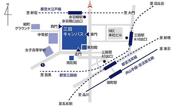 三田キャンパス周辺地図